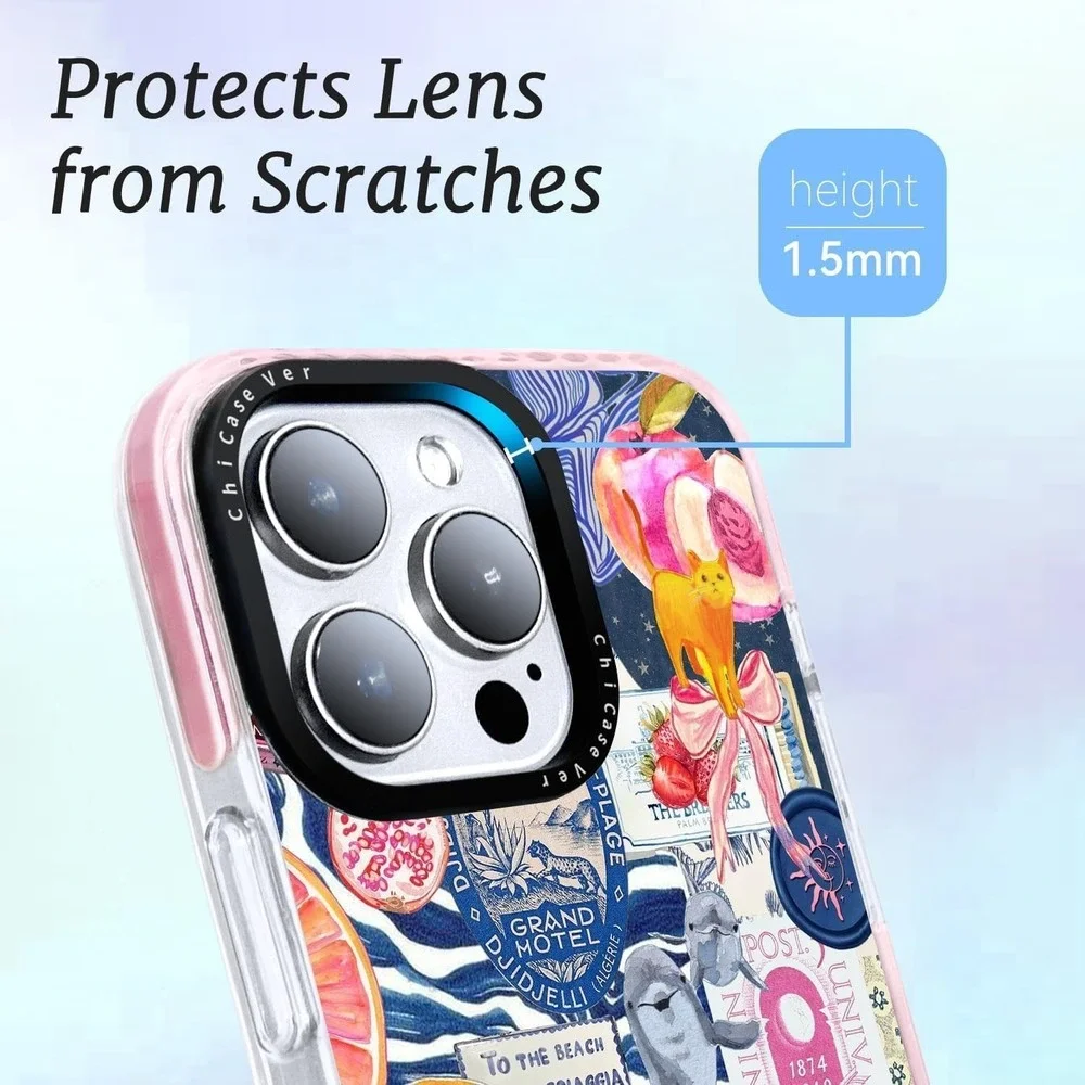 iPhone 16 Plus Case,Expressive Y2K Citrus Coastal Sea Vintage Collage Design